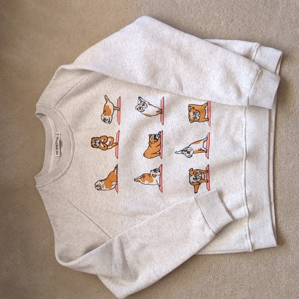 Cute Yoga Bull Dog Crew Sweatshirt